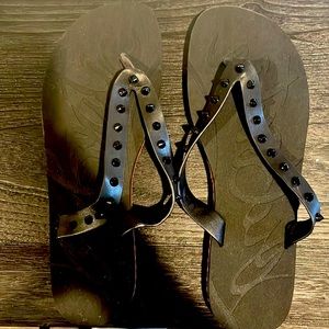 Black and red bottom sandals size 38